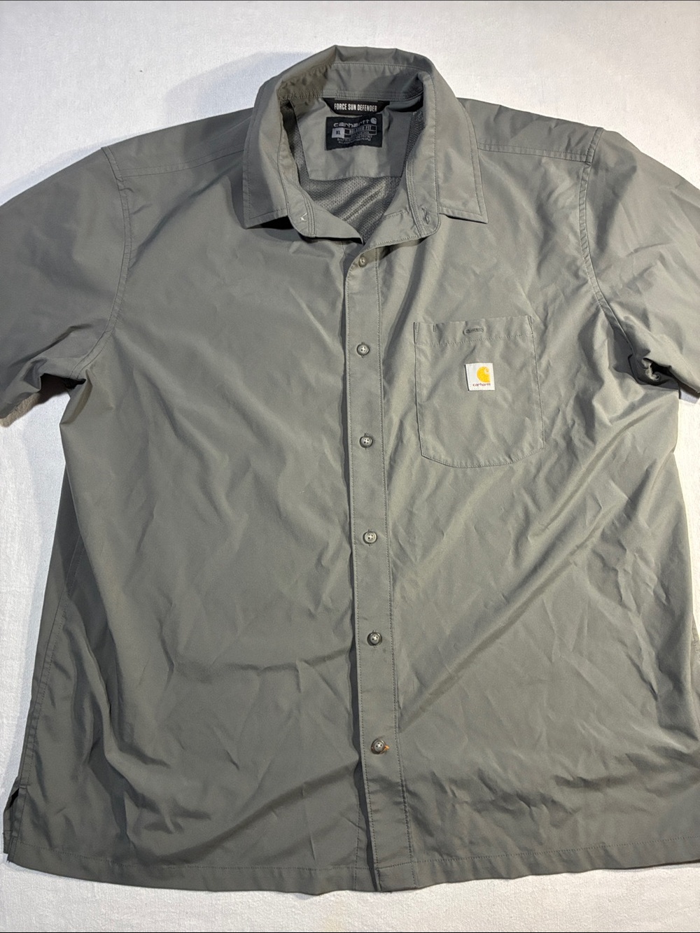 Carhartt Men's Olive Gray Button-Down Work Shirt